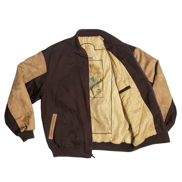 Bradford Exchange History of Texas Mens Varsity Twill Jacket Brown Size Medium - Picture 2 of 11